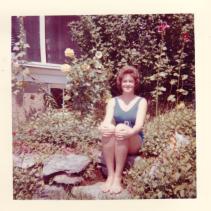 Maureen Murphy 1962 in the Rock Garden at the cottage